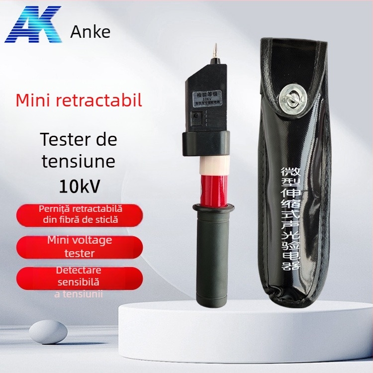 Electroscop de buzunar Anke: design telescopic pliant, semnal sonor și luminos, testare pentru tensiuni înaltă și joasă