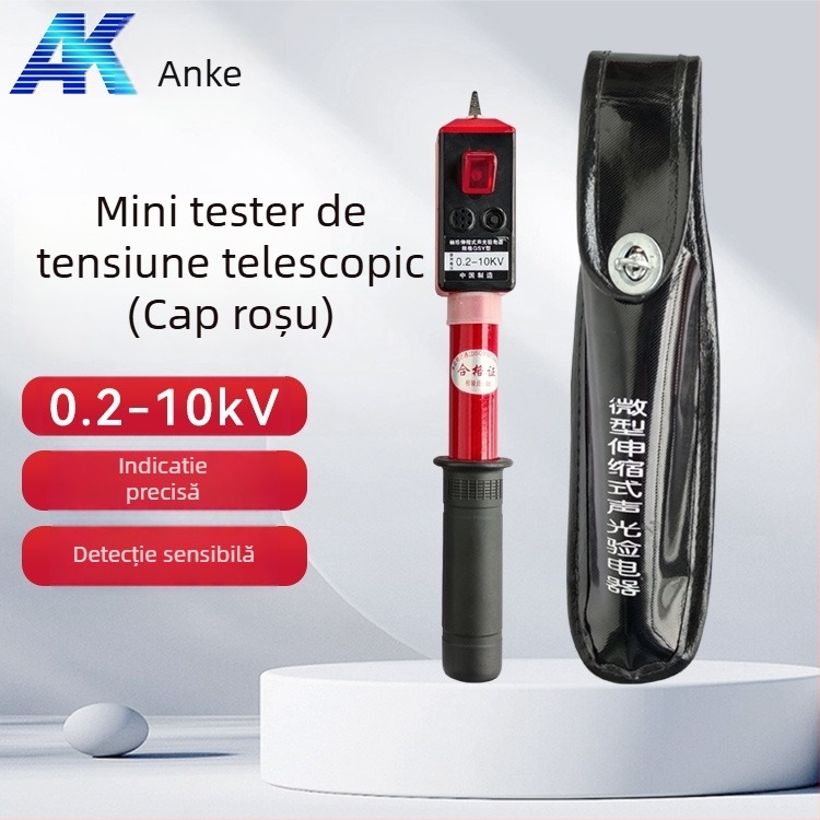Electroscop de buzunar Anke: design telescopic pliant, semnal sonor și luminos, testare pentru tensiuni înaltă și joasă