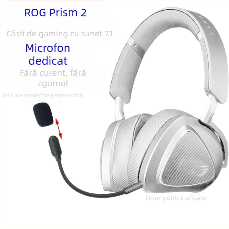 Microfon pentru căști de gaming ASUS ROG Prism 2 – microfon cu anulare zgomot, braț boom, 3,5 mm, 20–20000 Hz, 32 Ω, 110 dB