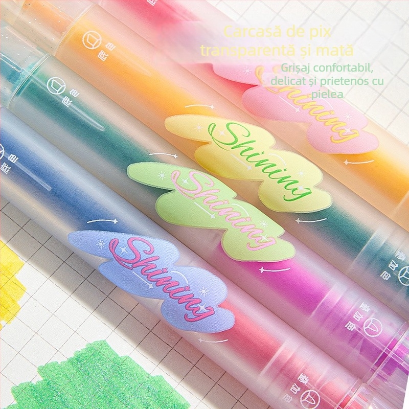 MOYL KBX-6365 Marker cu vârf dublu, Corp din plastic, Ambalaj în cutie, Personalizare disponibilă, Nu se poate șterge