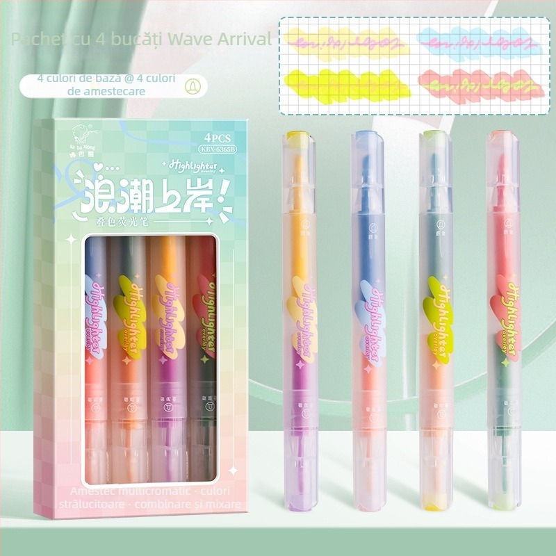 MOYL KBX-6365 Marker cu vârf dublu, Corp din plastic, Ambalaj în cutie, Personalizare disponibilă, Nu se poate șterge