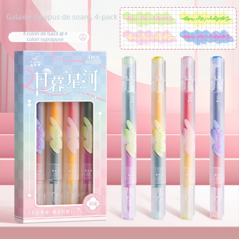 MOYL KBX-6365 Marker cu vârf dublu, Corp din plastic, Ambalaj în cutie, Personalizare disponibilă, Nu se poate șterge