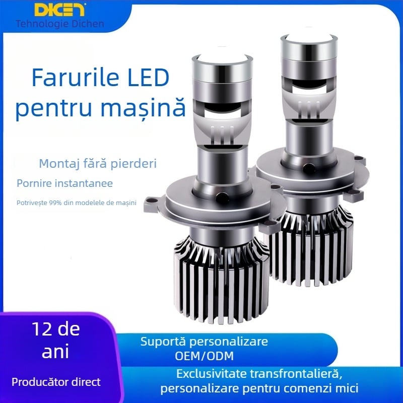 Far LED pentru mașină cu lentilă L40, compatibil H4, 33W 12V, IP68, 5000-8000 lm