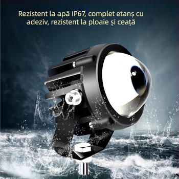 Proiector LED pentru mașină, cu rază lungă și laser, oglindă cu transparență înaltă – upgrade grill pentru off-road (60W, 12-24V, TP20, 3000h)