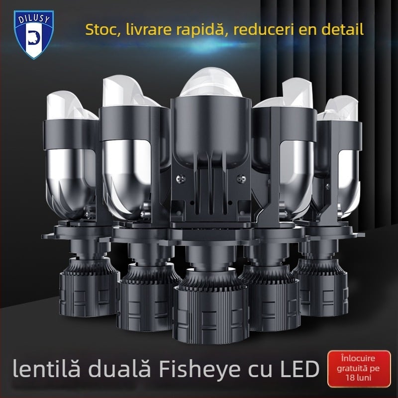 Far cu matrice de lentile, putere mare, ultra-luminos, proiector matricial cu fisheye tangential, H4 automobil, lentilă bifocală