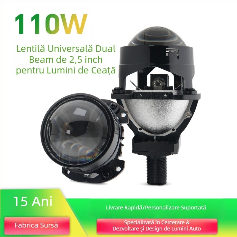 Left Class far LED pentru mașină, lentilă dublă de 2,5 inchi, 55W, 12V, 5000–6000 lm