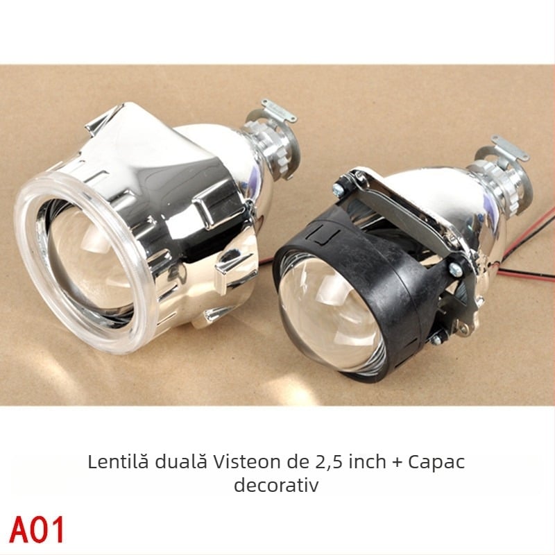 Lentilă universală cu dublu fascicul Xenon pentru faruri H1/H7/H4, fascicul aproape și departe, 12V, IP65, 6000 lm, durată de viață 30.000 h