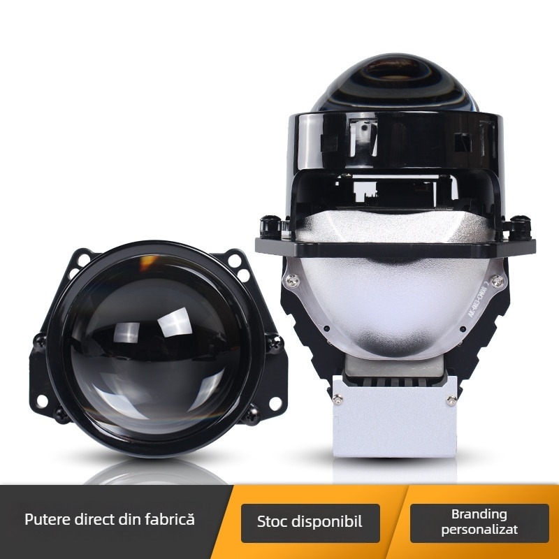 Lentilă LED far auto, cu lampă dublă și efect laser, 85W, 12V, durată 50.000h, aluminiu de aviație, model M3