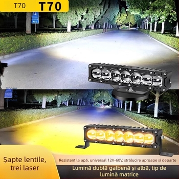 Xinwuke spot LED cu 7 diode, fascicul direct cu lentilă laser, 40W/65W joasă/înaltă, 12-24V, 5000-6000K