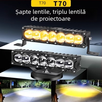 Xinwuke spot LED cu 7 diode, fascicul direct cu lentilă laser, 40W/65W joasă/înaltă, 12-24V, 5000-6000K