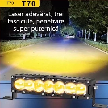 Xinwuke spot LED cu 7 diode, fascicul direct cu lentilă laser, 40W/65W joasă/înaltă, 12-24V, 5000-6000K