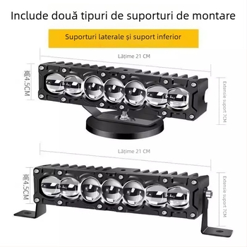Xinwuke spot LED cu 7 diode, fascicul direct cu lentilă laser, 40W/65W joasă/înaltă, 12-24V, 5000-6000K