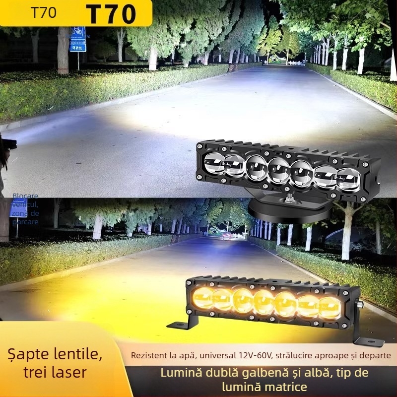 Xinwuke spot LED cu 7 diode, fascicul direct cu lentilă laser, 40W/65W joasă/înaltă, 12-24V, 5000-6000K