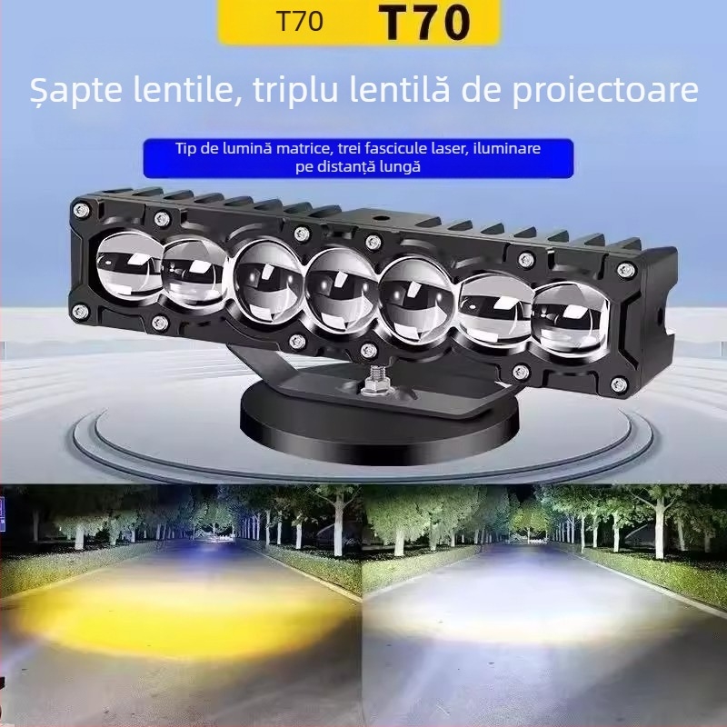 Xinwuke spot LED cu 7 diode, fascicul direct cu lentilă laser, 40W/65W joasă/înaltă, 12-24V, 5000-6000K