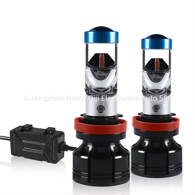 Far LED cu lentilă dublă pentru motociclete și mașini, 12V, 49W/39W, 5000 lm, 50000 h, corp din aliaj de aluminiu cu lentilă din sticlă, potrivire universală