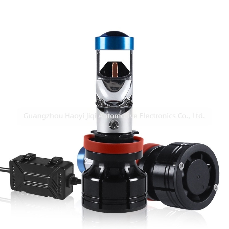 Far LED cu lentilă dublă pentru motociclete și mașini, 12V, 49W/39W, 5000 lm, 50000 h, corp din aliaj de aluminiu cu lentilă din sticlă, potrivire universală