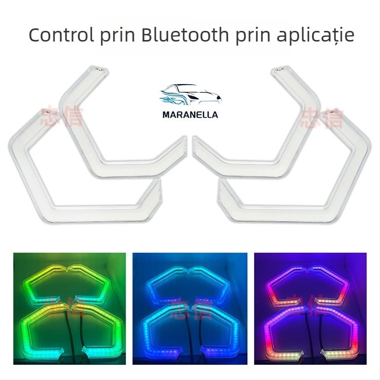 Faruri auto cu LED Angel Eye, lampă în formă de lingură, lumină simplă sau dublă, lentilă colorată, capac decorativ pentru far