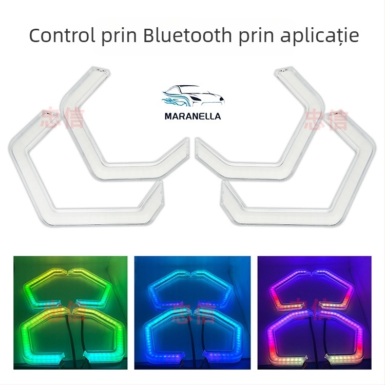 Faruri auto cu LED Angel Eye, lampă în formă de lingură, lumină simplă sau dublă, lentilă colorată, capac decorativ pentru far