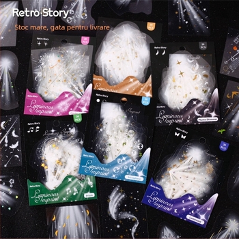 Pachet de etichete PET pentru planner – Material DIY pentru jurnal, 20 foi, 6 stiluri, 14 g