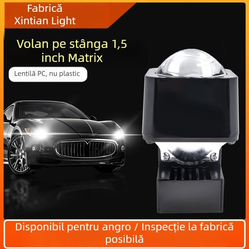 Far LED auto cu lentilă matriceală de 1,5 inch, lentilă fisheye din sticlă, 6000K, foarte luminos