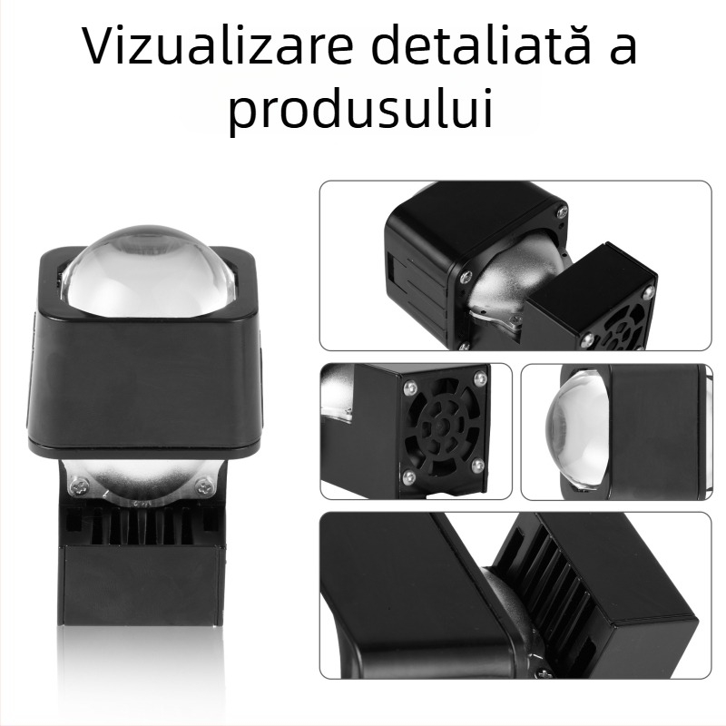 Far LED auto cu lentilă matriceală de 1,5 inch, lentilă fisheye din sticlă, 6000K, foarte luminos