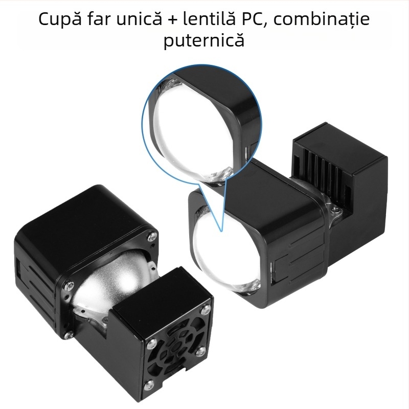 Far LED auto cu lentilă matriceală de 1,5 inch, lentilă fisheye din sticlă, 6000K, foarte luminos