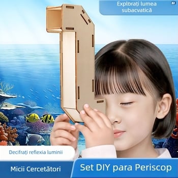Set DIY pentru Periscop — lemn, proiect științific pentru copii 7–14 ani, dezvoltă abilități practice