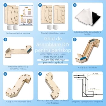 Set DIY pentru Periscop — lemn, proiect științific pentru copii 7–14 ani, dezvoltă abilități practice