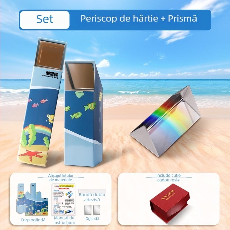 Set DIY pentru Periscop — lemn, proiect științific pentru copii 7–14 ani, dezvoltă abilități practice
