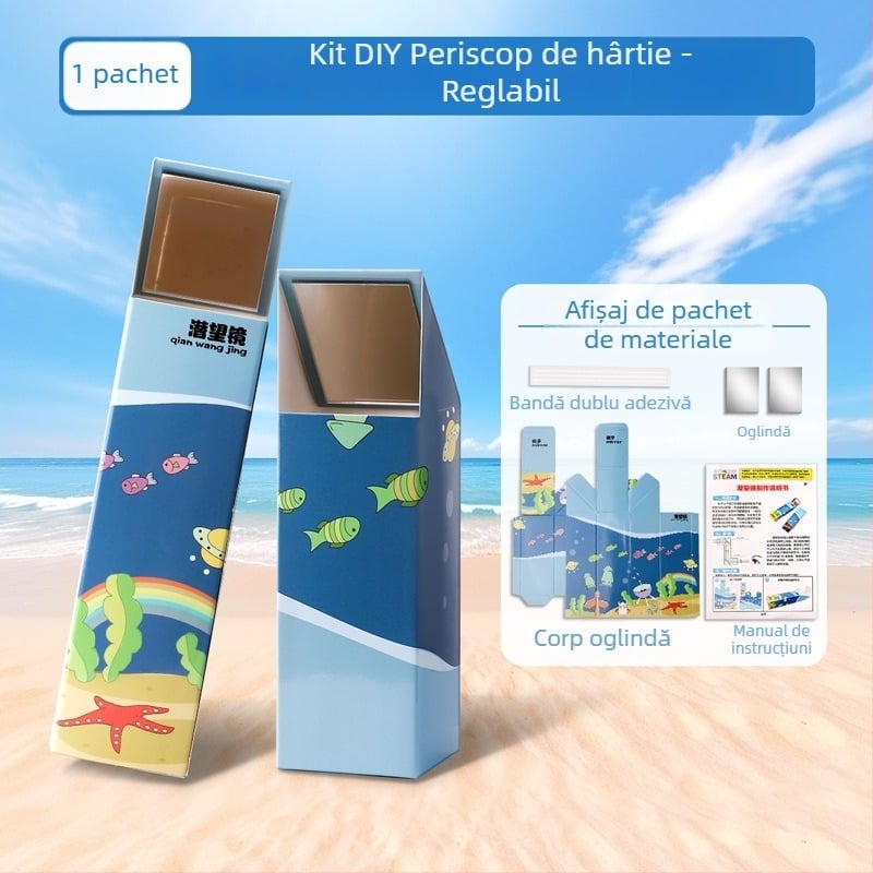 Set DIY pentru Periscop — lemn, proiect științific pentru copii 7–14 ani, dezvoltă abilități practice