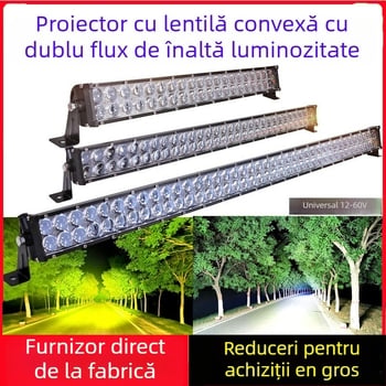 Proiector LED cu lentile în două rânduri pentru autoturisme și vehicule off-road, 120W, 12-60V, impermeabil