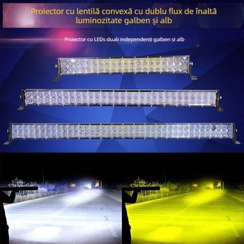 Proiector LED cu lentile în două rânduri pentru autoturisme și vehicule off-road, 120W, 12-60V, impermeabil