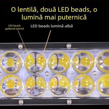 Proiector LED cu lentile în două rânduri pentru autoturisme și vehicule off-road, 120W, 12-60V, impermeabil