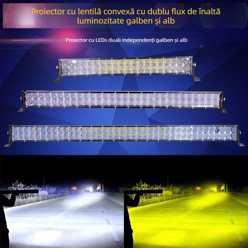 Proiector LED cu lentile în două rânduri pentru autoturisme și vehicule off-road, 120W, 12-60V, impermeabil