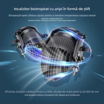 Faro de ceață auto cu iluminare duală și lentilă transparentă – LED, 12V, 5500LM, IP68, aliaj de aluminiu