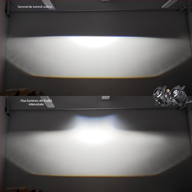 Faro de ceață auto cu iluminare duală și lentilă transparentă – LED, 12V, 5500LM, IP68, aliaj de aluminiu