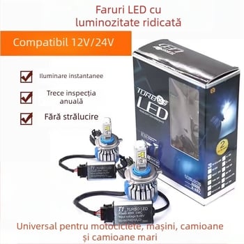 TCYATO T1S faruri LED pentru mașină H7, H11 și 9005, cu diode LED cu lentile integrate, aliaj de aluminiu, 12–24V