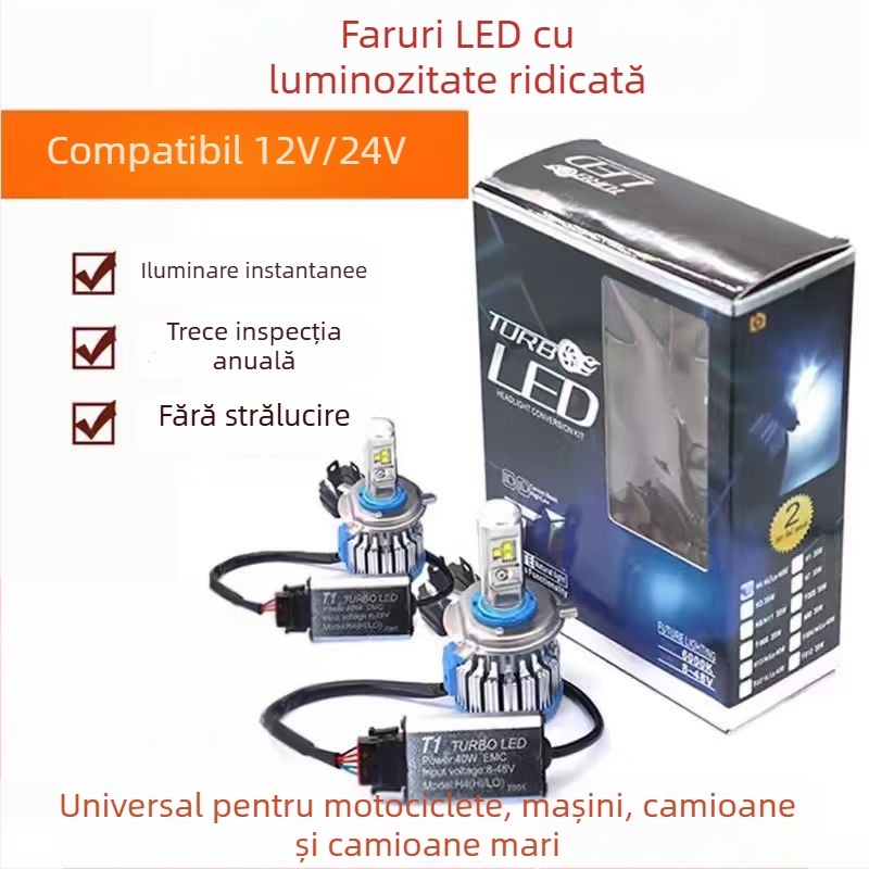 TCYATO T1S faruri LED pentru mașină H7, H11 și 9005, cu diode LED cu lentile integrate, aliaj de aluminiu, 12–24V