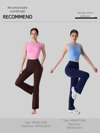 Top de yoga cu pernițe pentru sâni - respirabil, cupe fixe, amortizare, croială slim