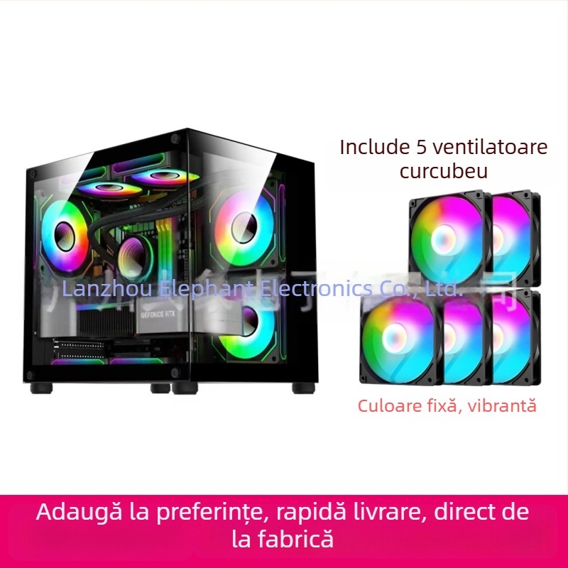Carcasă PC Mini Prism fără stâlpi — Compatibil MicroATX, Răcire cu apă, Panou lateral transparent