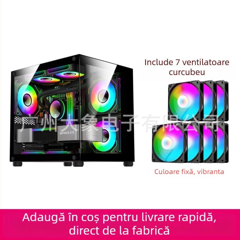 Carcasă PC Mini Prism fără stâlpi — Compatibil MicroATX, Răcire cu apă, Panou lateral transparent