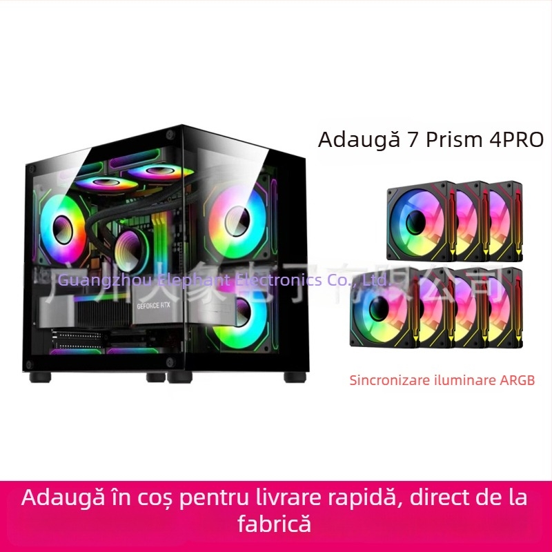 Carcasă PC Mini Prism fără stâlpi — Compatibil MicroATX, Răcire cu apă, Panou lateral transparent