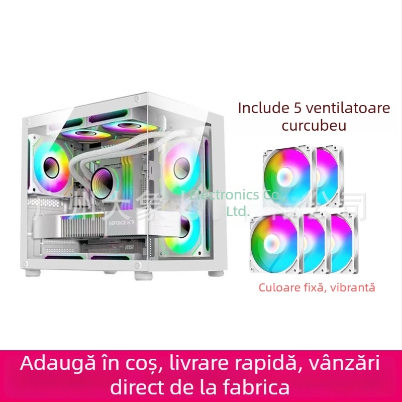 Carcasă PC Mini Prism fără stâlpi — Compatibil MicroATX, Răcire cu apă, Panou lateral transparent