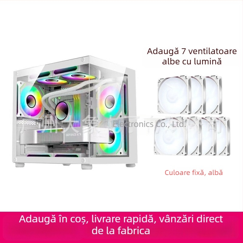 Carcasă PC Mini Prism fără stâlpi — Compatibil MicroATX, Răcire cu apă, Panou lateral transparent