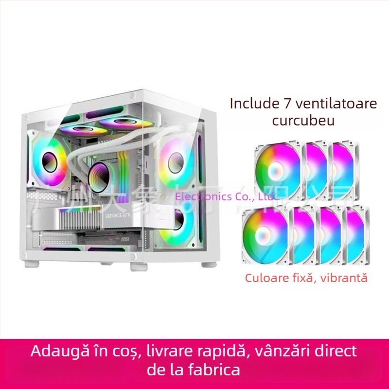 Carcasă PC Mini Prism fără stâlpi — Compatibil MicroATX, Răcire cu apă, Panou lateral transparent
