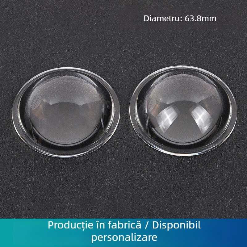 Lentilă convexă din sticlă borosilikat 3.3 pentru faruri ale mașinii și faruri de ceață, model TJ-85, transparanță >90%, unghi fascicul 90°, temperatură de lucru -50 la 500 °C