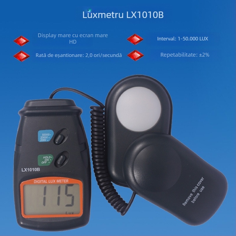 Luxmetru LED cu spectru (fotometru divizat) pentru teste de iluminare, alimentare 9V, Shenzhen, Hongxiangtong