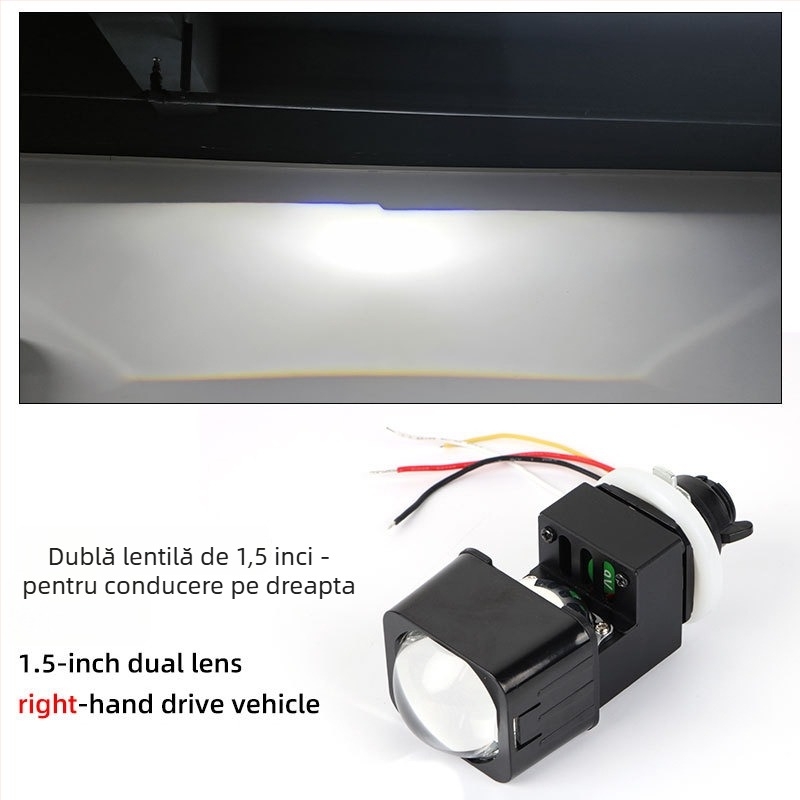 Faro LED matrice pentru autoturisme și motociclete, integrare distanță-aproape, IP67, 55W, 12V, 5000 lm, lentilă bifocală
