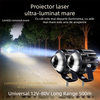 Proiector LED pentru mașină, fascicul de înaltă intensitate, lentilă ultra-luminosa, sursă LED 1W, 12–24V, universal pentru camioane