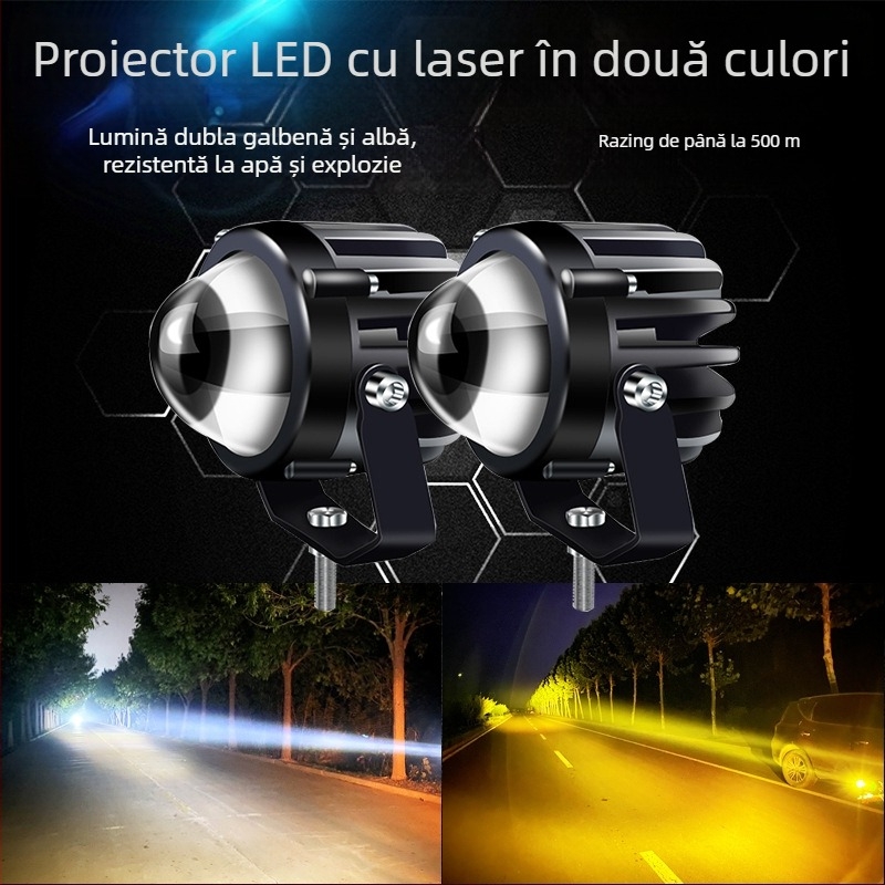Proiector LED pentru mașină, fascicul de înaltă intensitate, lentilă ultra-luminosa, sursă LED 1W, 12–24V, universal pentru camioane